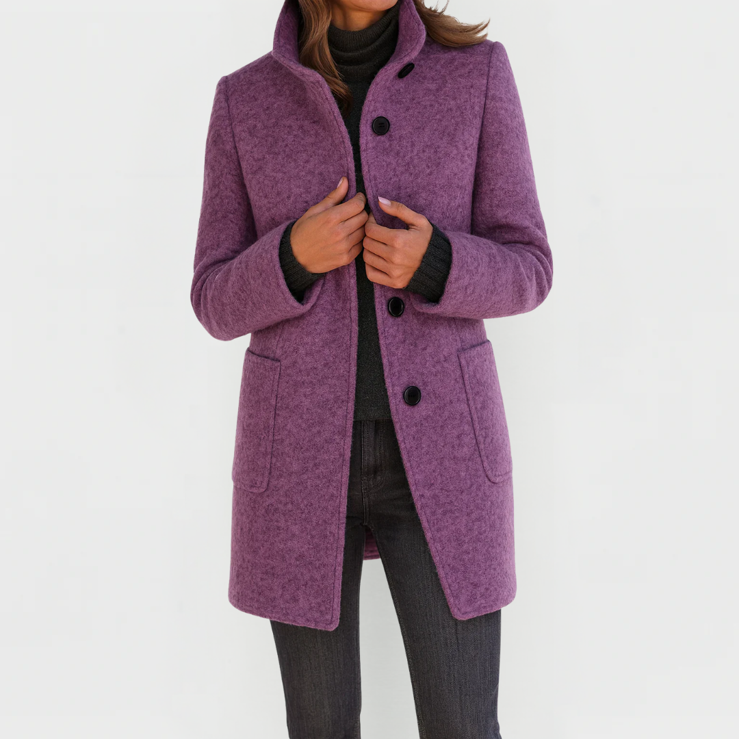 Abrigo de Lana de Corte Medio - Morado