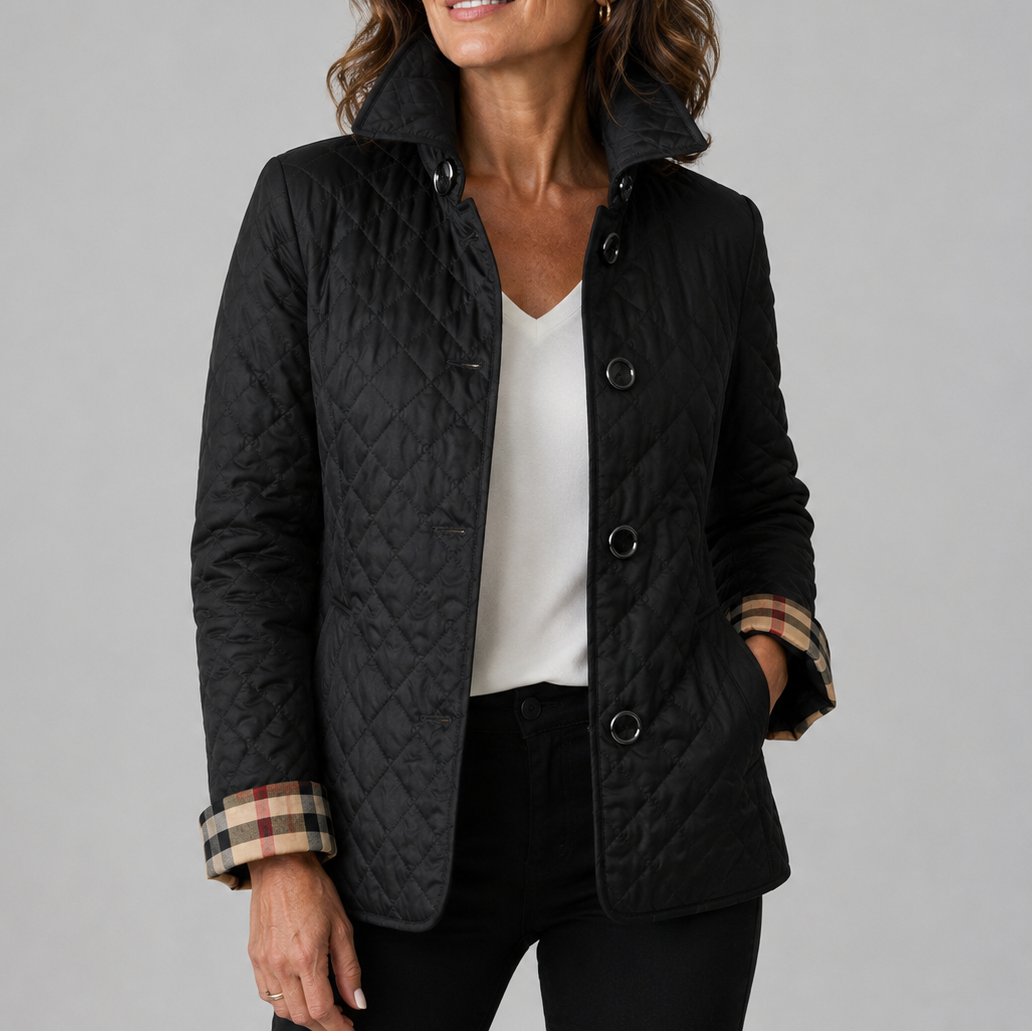 Loredana chaqueta acolchada ligera con cuello alzado - Negro