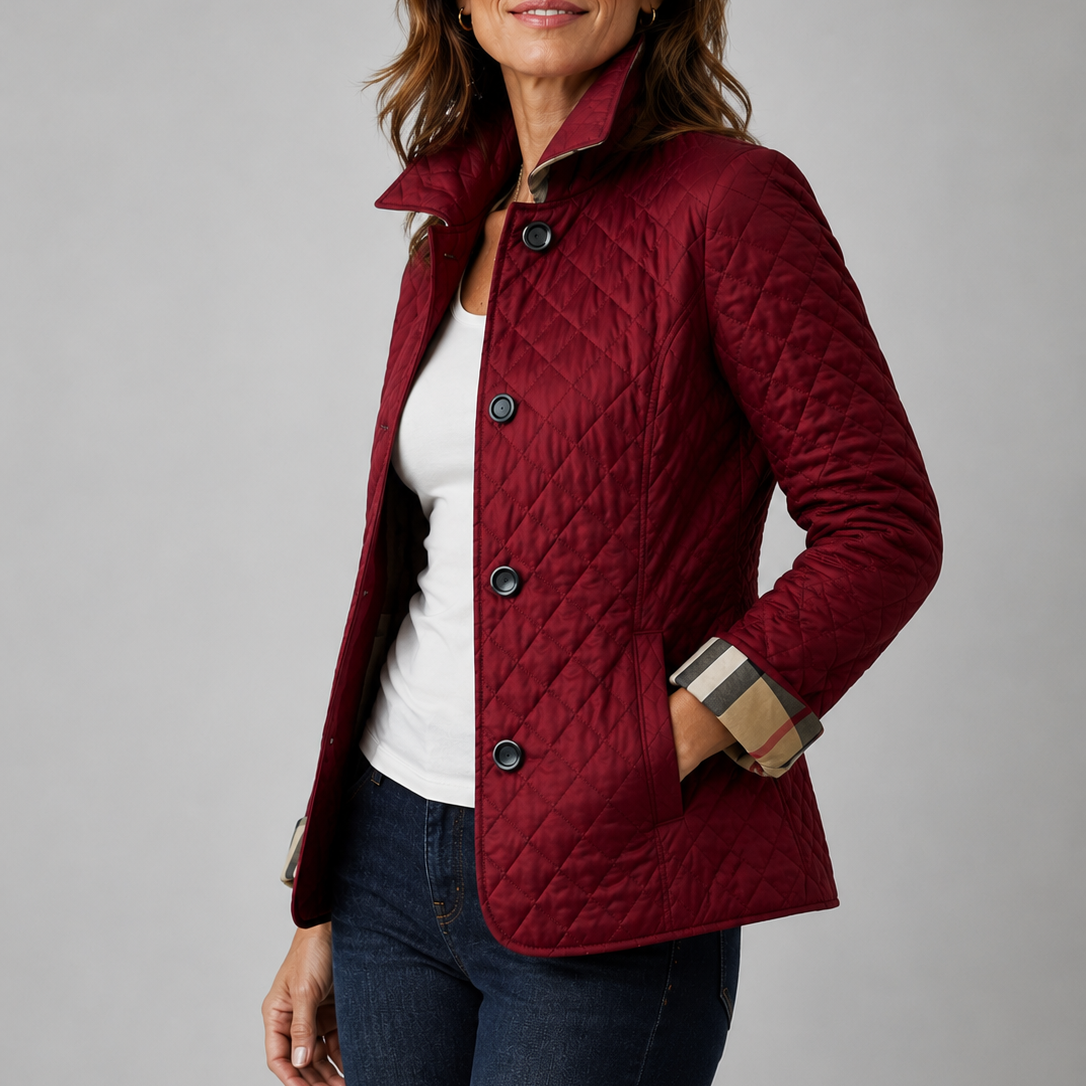 Loredana chaqueta acolchada ligera con cuello alzado - Rojo