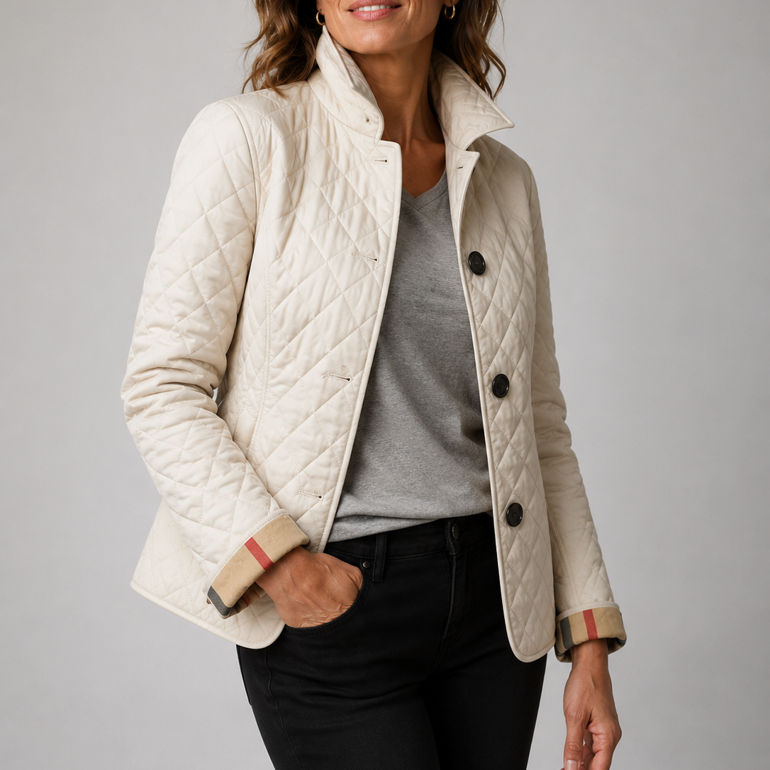 Loredana chaqueta acolchada ligera con cuello alzado - Beige