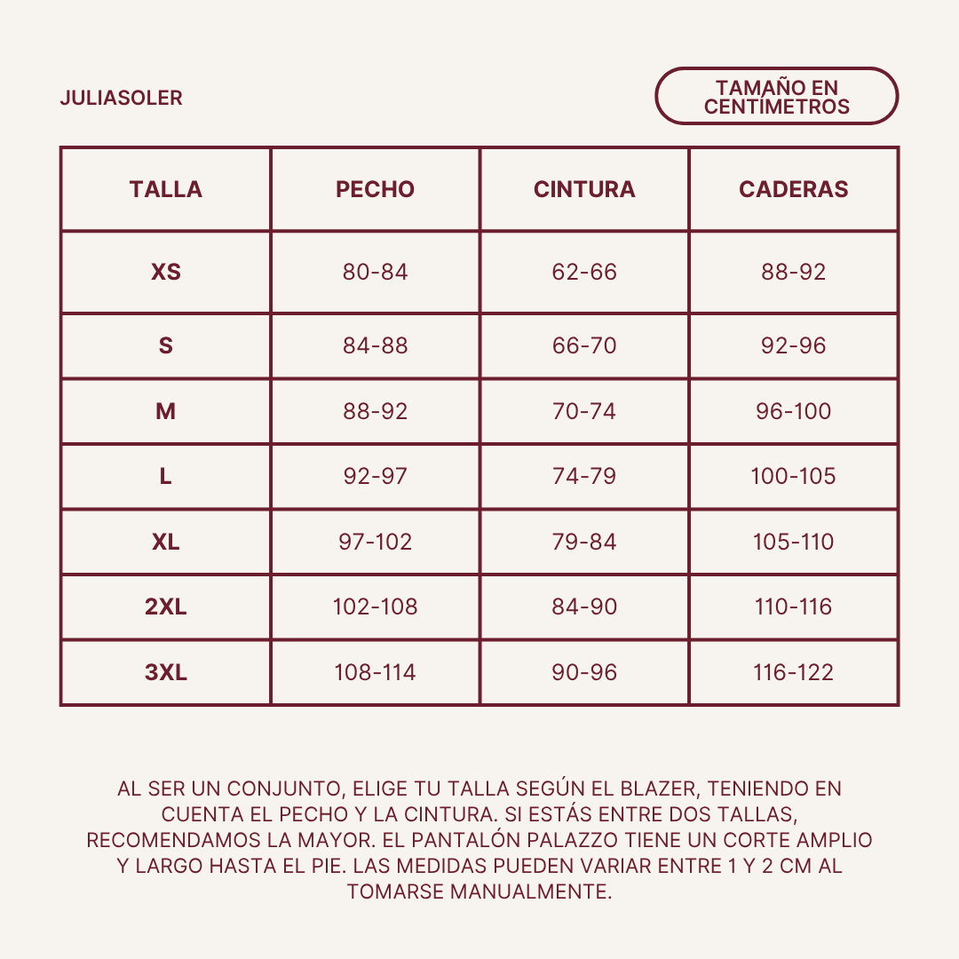 Tabla de tallas