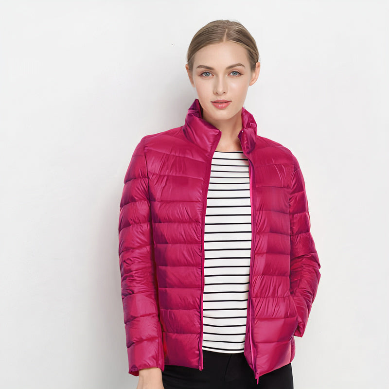 Ilse chaqueta acolchada ligera con cuello alto - Fucsia