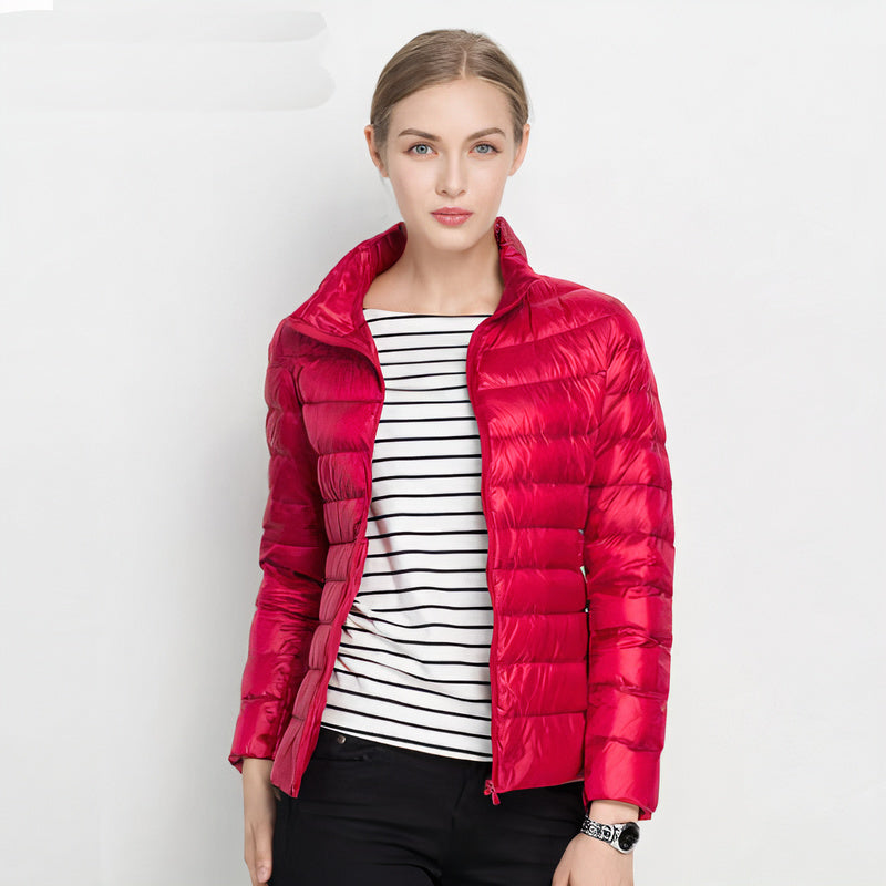 Ilse chaqueta acolchada ligera con cuello alto - Rojo