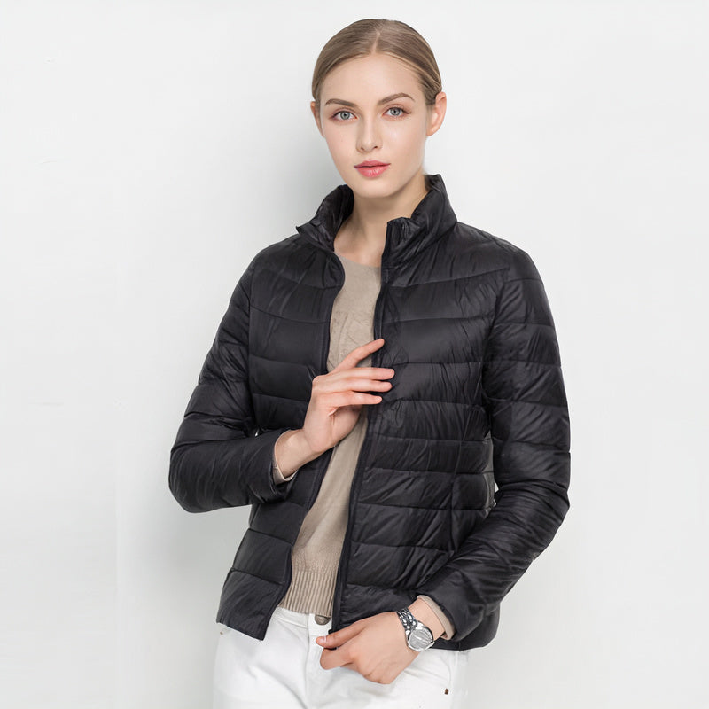 Ilse chaqueta acolchada ligera con cuello alto - Negro