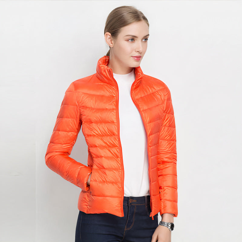Ilse chaqueta acolchada ligera con cuello alto - Naranja