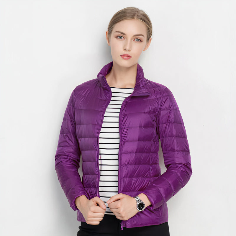 Ilse chaqueta acolchada ligera con cuello alto - Morado