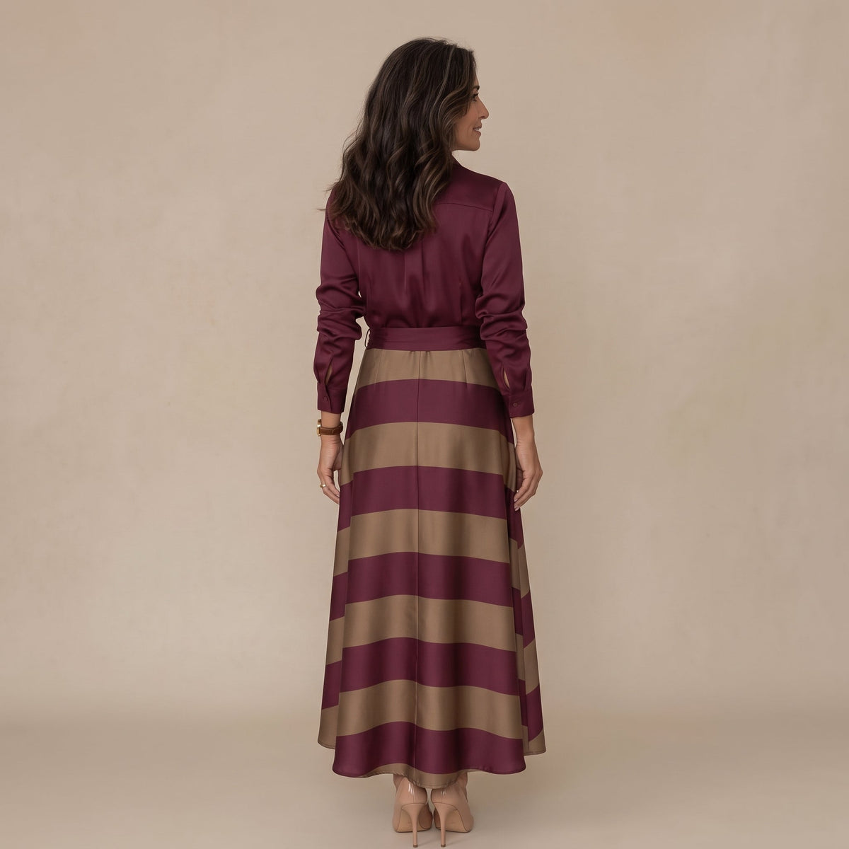 Vestido Camisero a Rayas con Cinturón