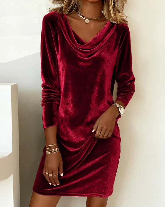 Vestido Amplio de Terciopelo - Rojo
