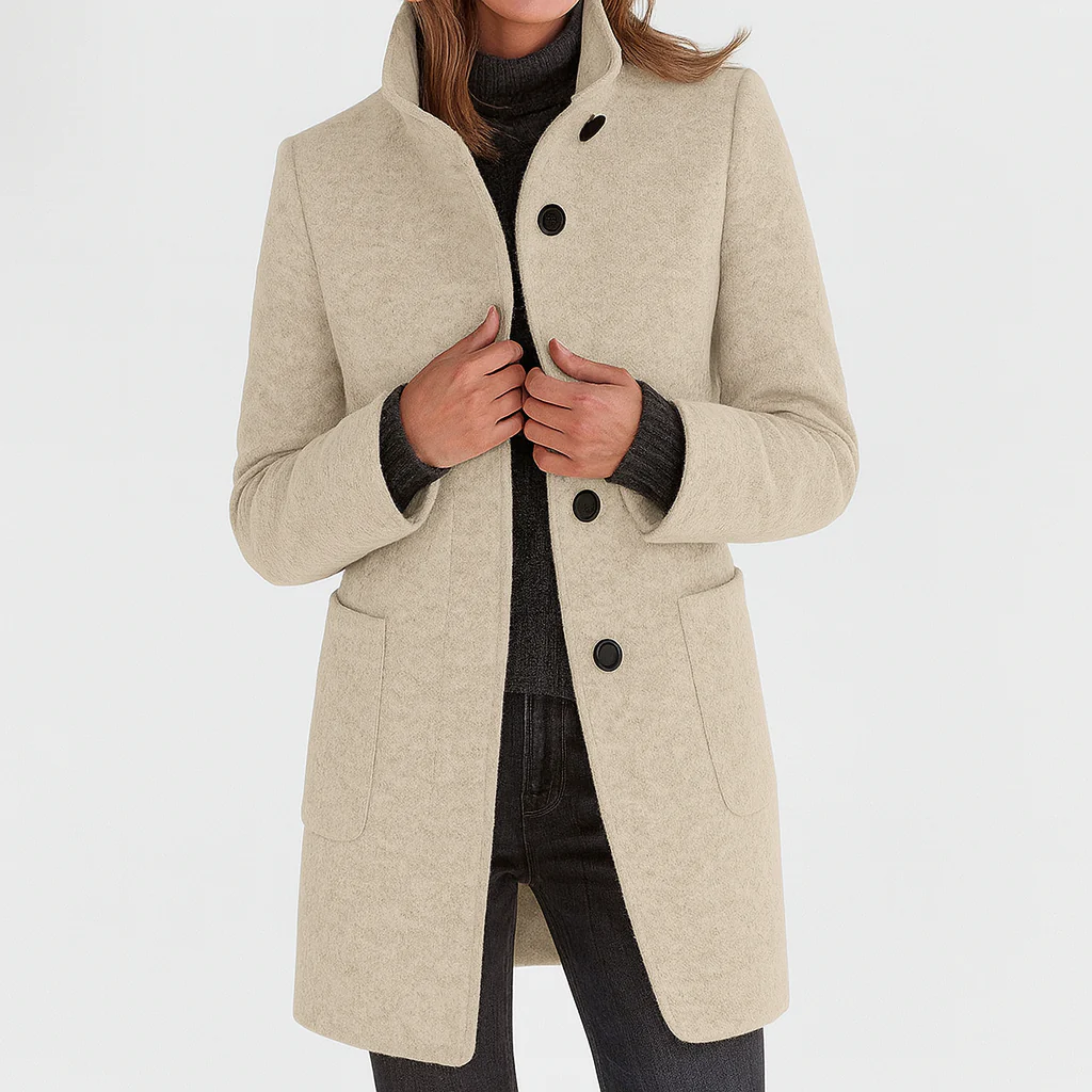 Abrigo de Lana de Corte Medio - Beige