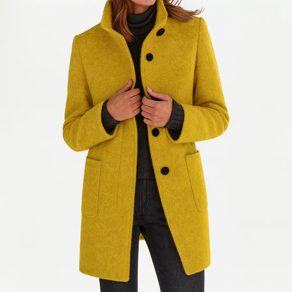 Abrigo de Lana de Corte Medio - Amarillo