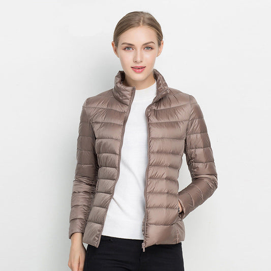 Ilse chaqueta acolchada ligera con cuello alto - Beige