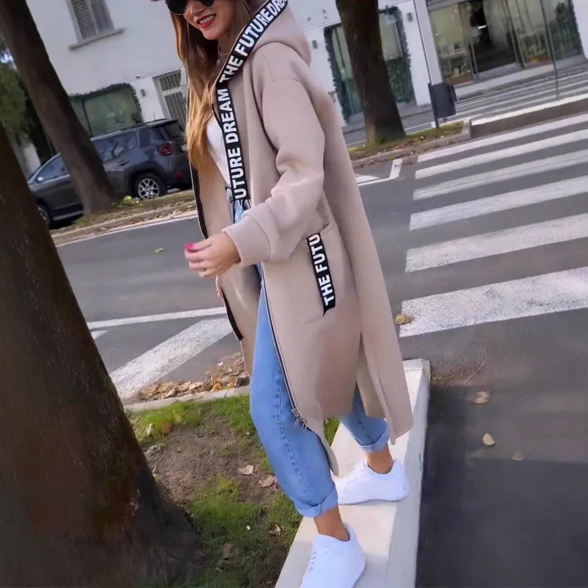 Abrigo Sudadera Oversize con Capucha para Mujer - Albaricoque