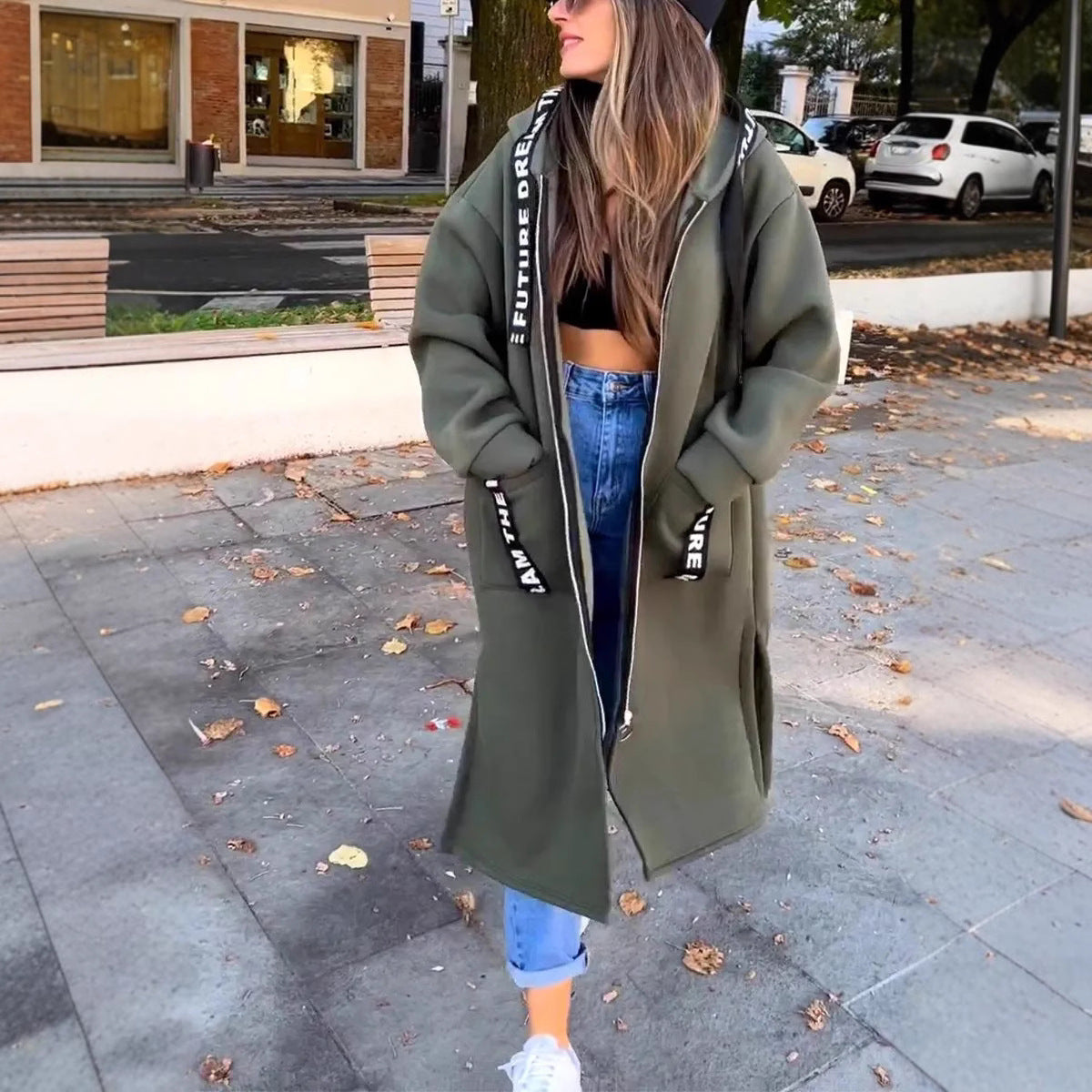 Abrigo Sudadera Oversize con Capucha para Mujer - Verde