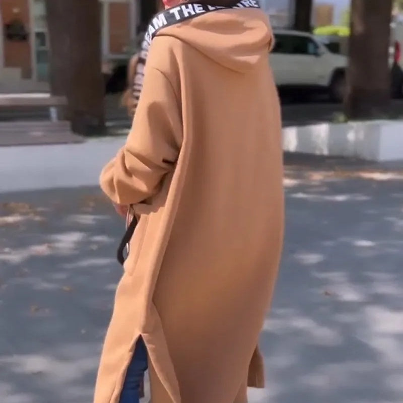 Abrigo Sudadera Oversize con Capucha para Mujer - Negro