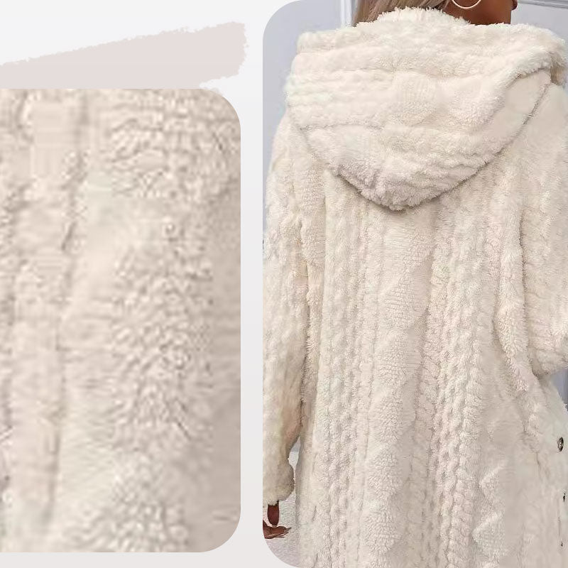 Chaqueta cálida de mujer con capucha y acolchado de rombos