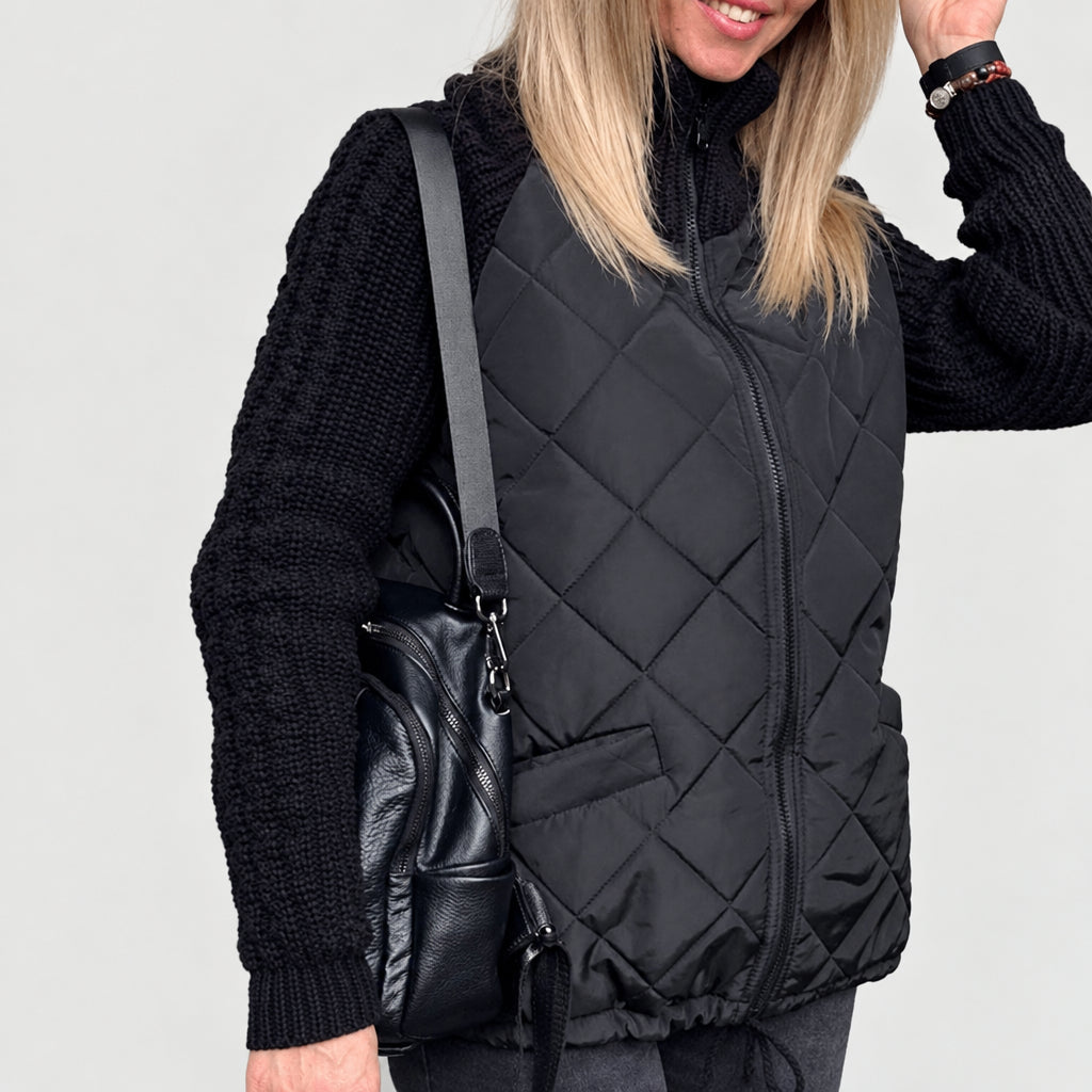 Chaqueta Acolchada de Punto Patchwork para Mujer