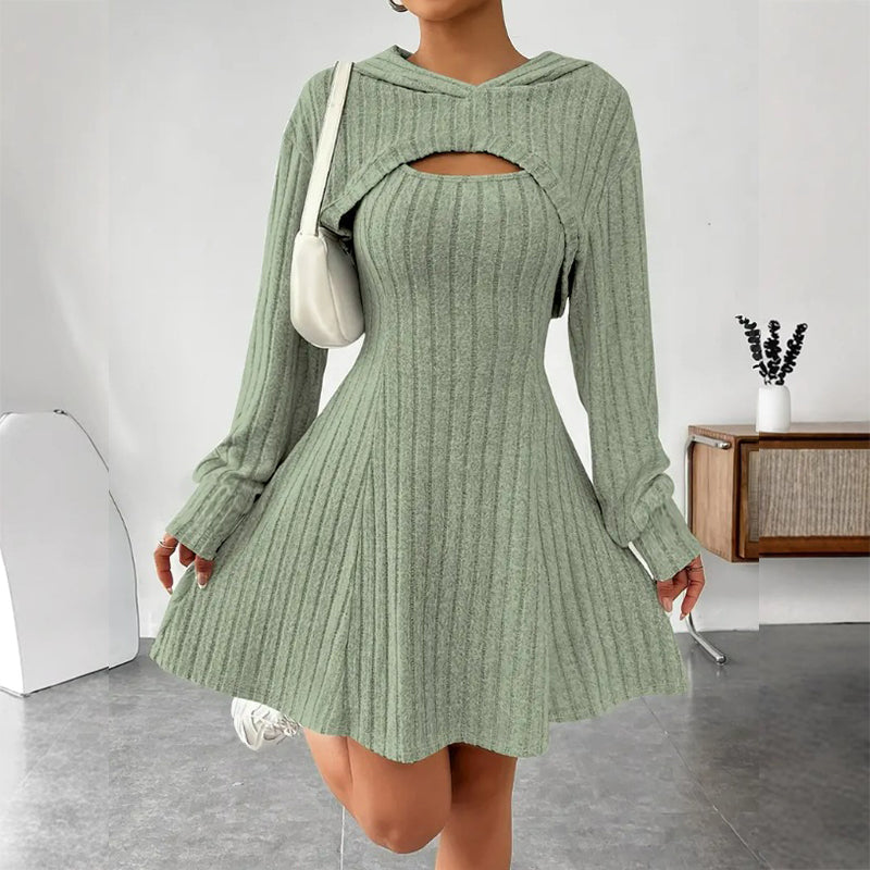 Conjunto de Punto Canalé de Dos Piezas para Mujer - Verde claro