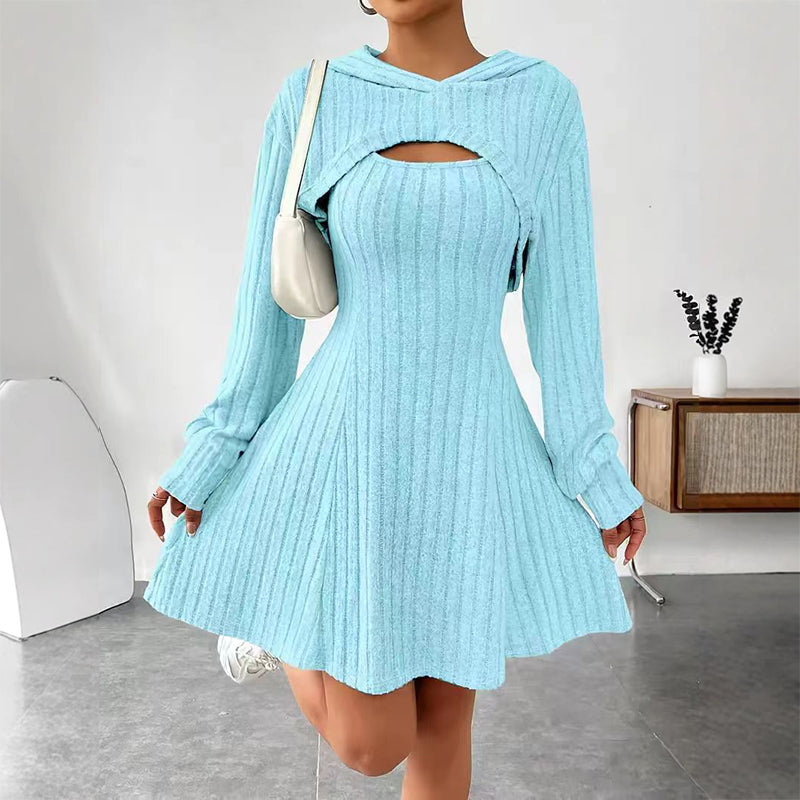 Conjunto de Punto Canalé de Dos Piezas para Mujer - Azul claro