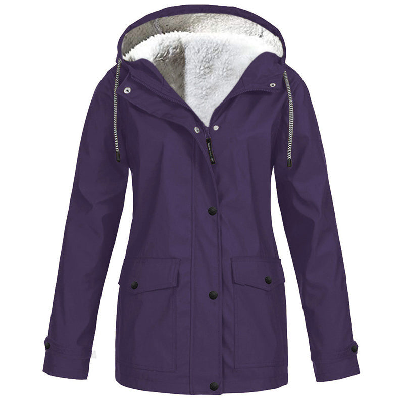 Chaqueta Cortavientos con Forro Polar Suave y Capucha
