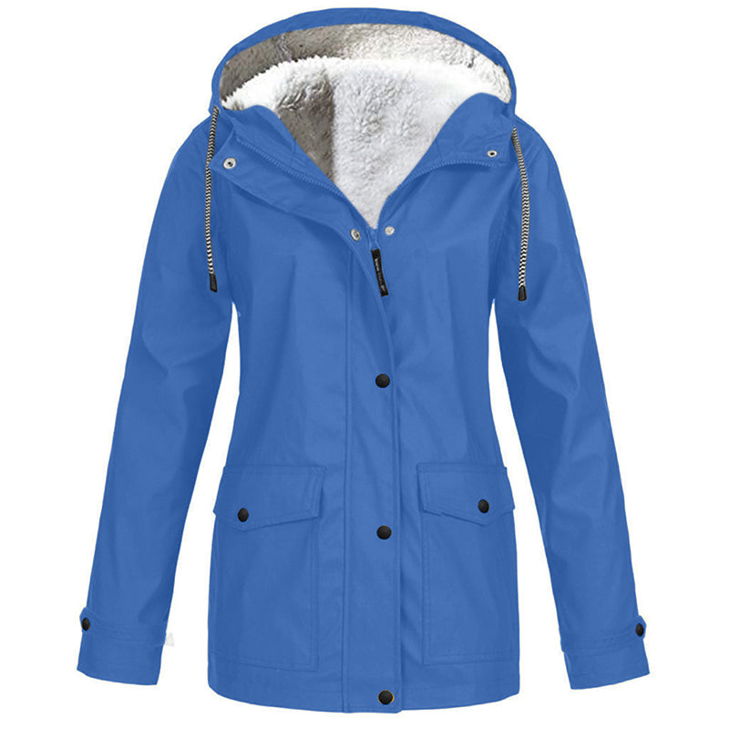 Chaqueta Cortavientos con Forro Polar Suave y Capucha - Azul cielo