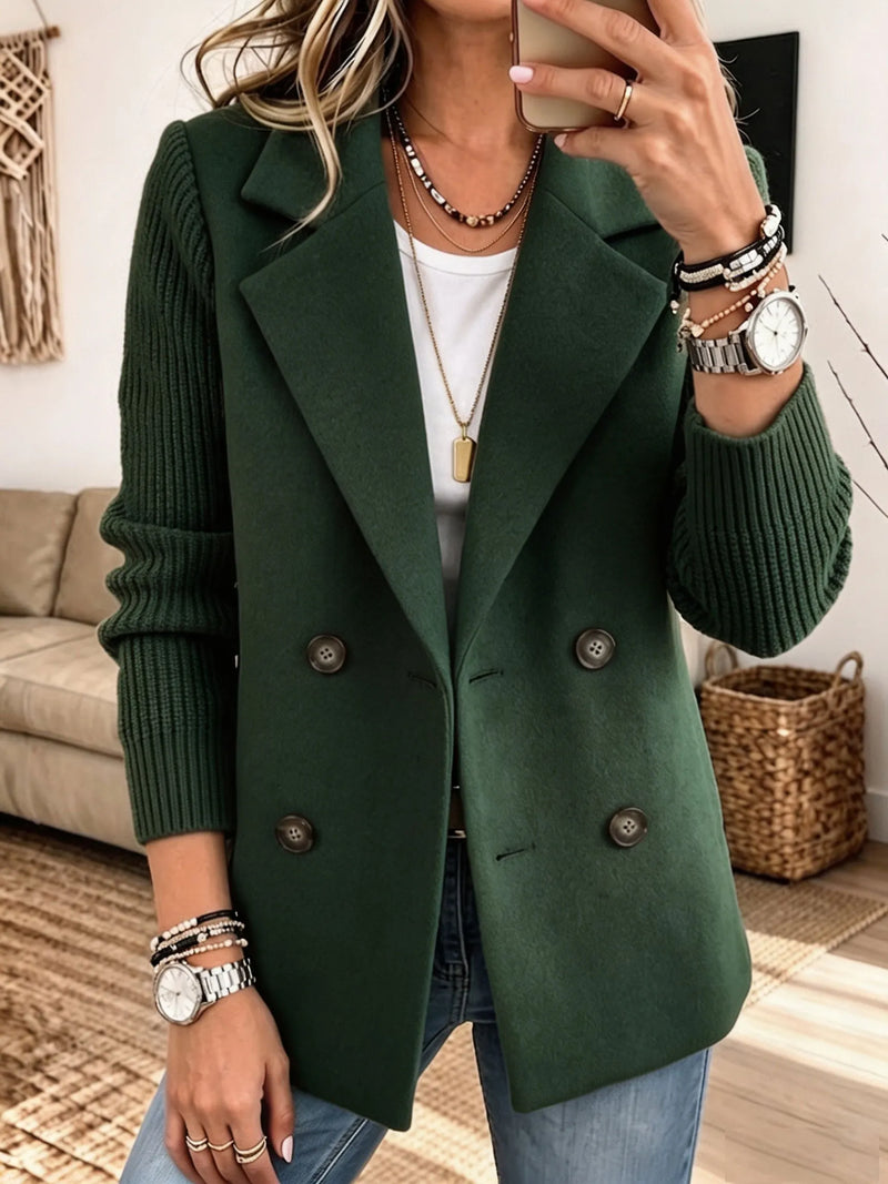 Blazer Elegante con Mangas de Punto - Verde